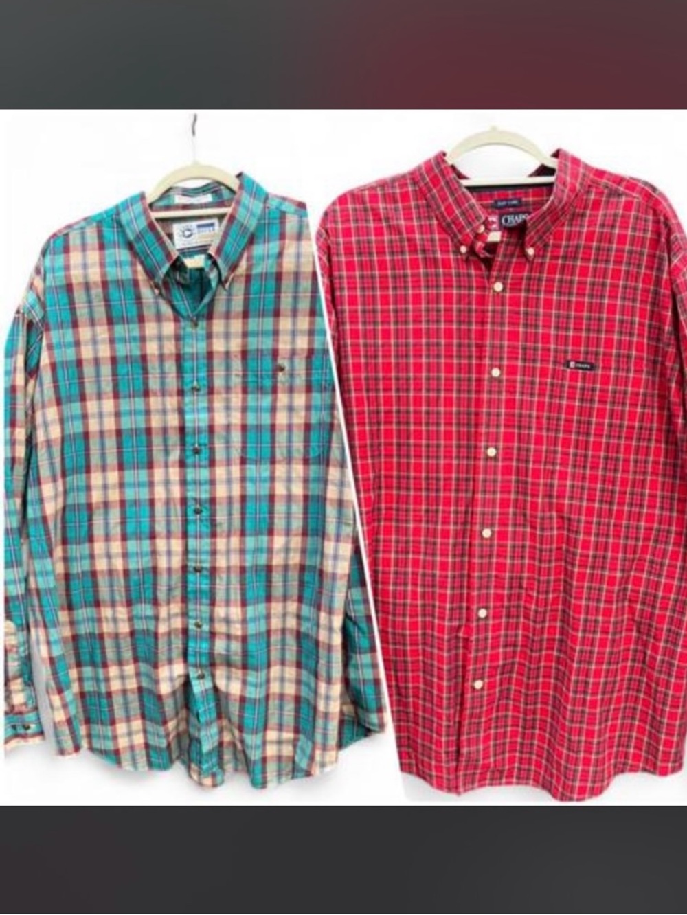Chaps and Dover Lot Of 2  Plaid Button-Down Shirt XX Long